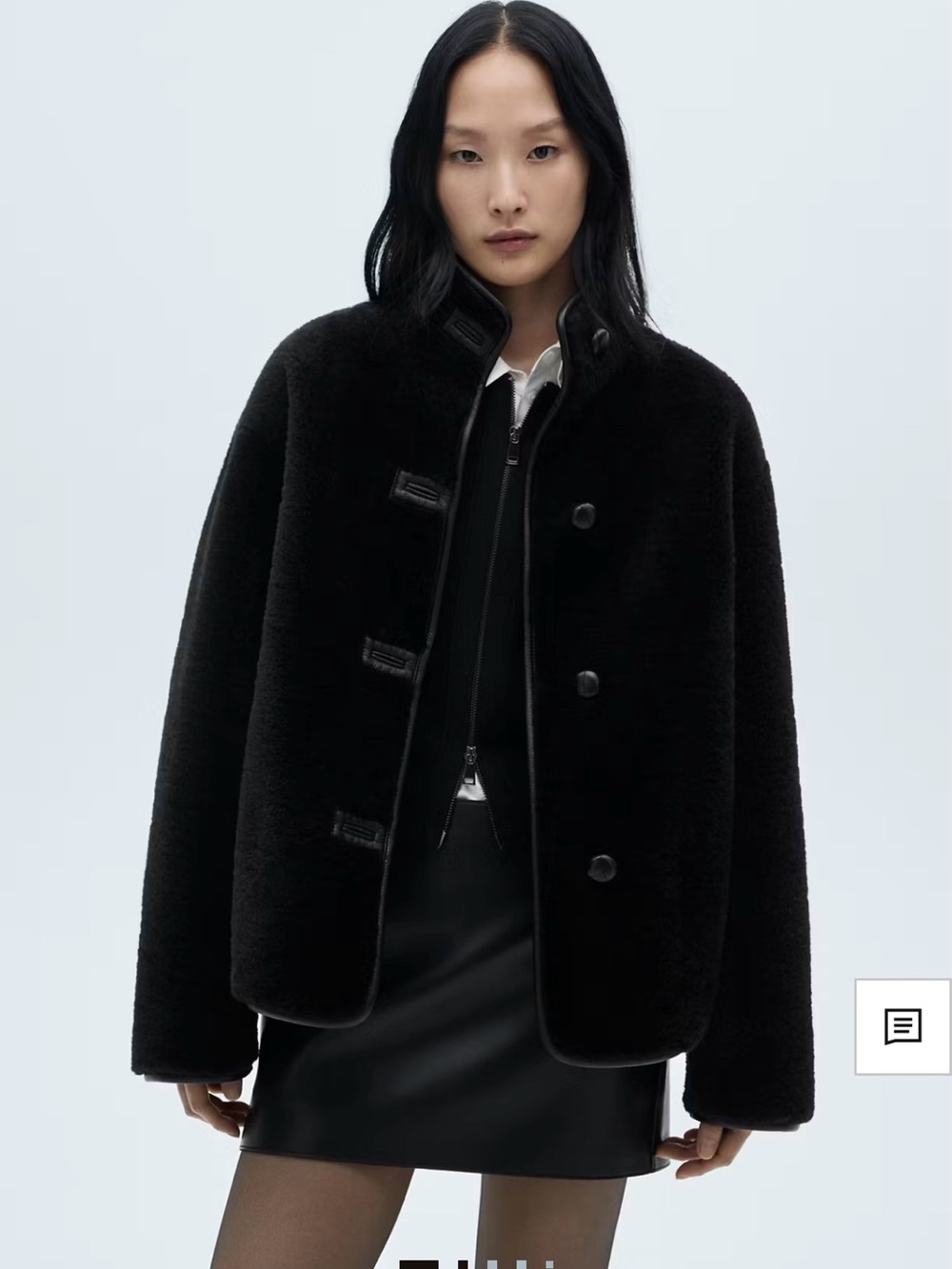 Mango Black Teddy Sherpa Button Jacket